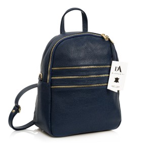 Rucsac din piele naturala, model DiAmanti Salvo Blu Scuro